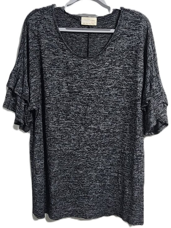 Bobbie Brooks Tops - Bobbie Brooks Marled Ruffle Sleeve Stretch Top 3X